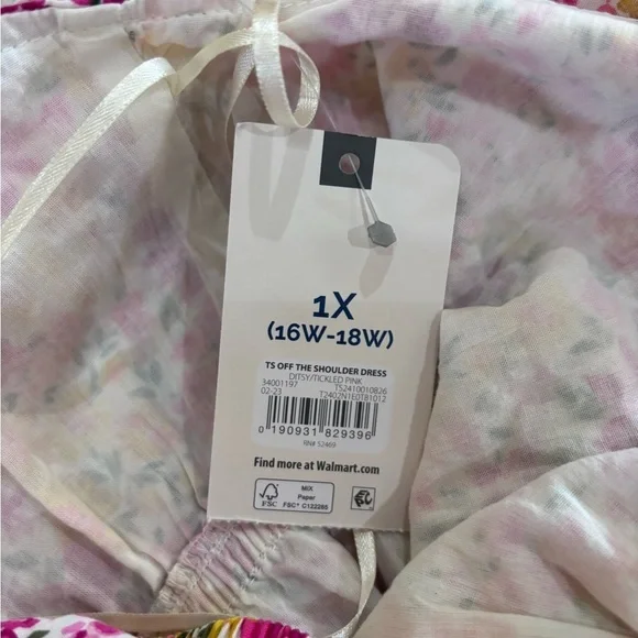 NWT Ponk Floral Print Off The Shoulder Mid-Length Dress  Size 1X 16W/18W - Picture 7 of 15